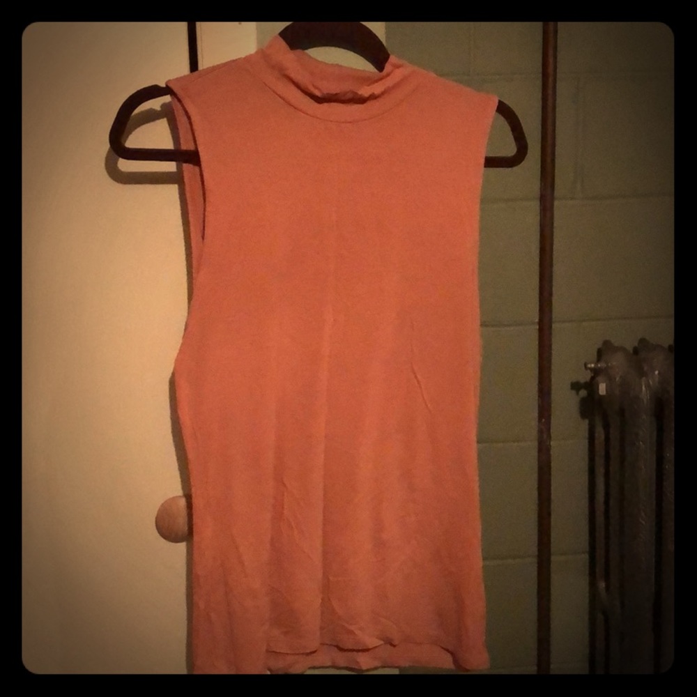 Pink Mockneck Sleeveless Top